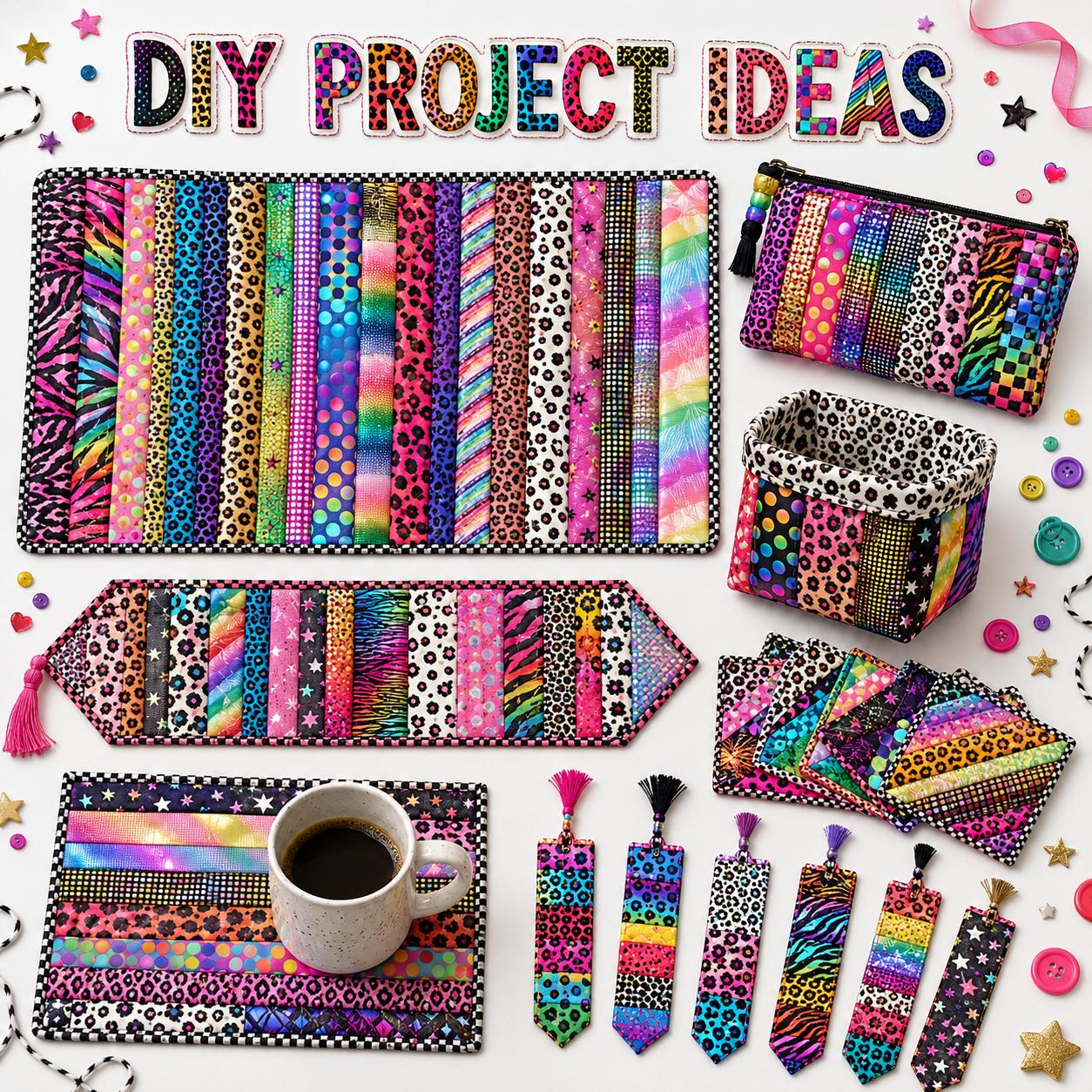 20pcs Vintage  Leopard Colorful Golden Hot Stamping Series Jelly Roll Sliced Fabric Strips 2.5X19.7inch Delicate Printed Multi-Color 100% Polyester for DIY Handmade Patchwork, Table Runners, Placemats, Tote Bags, Storage Pouches, Makeup Bags, Coasters