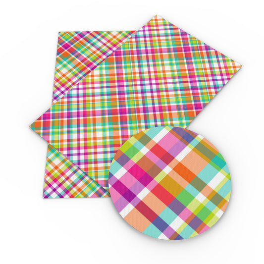 rainbow color plaid fabric