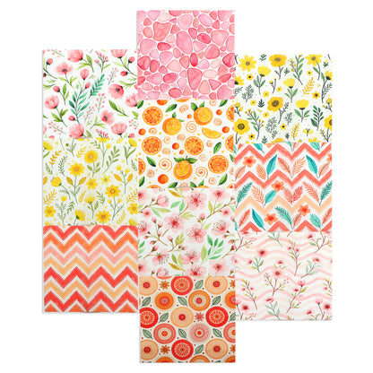 10Pc/Set Flower Series Orange Stone Stripe Peach Blossoms Fat Quarter Fabric, Pre-Cut Square Fabric Assort, Fabric Set, Craft Fabric, Handmade DIY Patchwork Fabric,Home Quilting Sewing Fabric, Packaging Fabric, Scrapbooking Craft Hobbyist