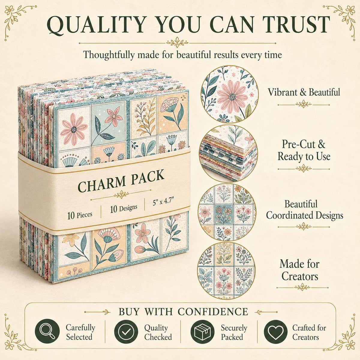 10Pc/Set Flower Plaid Series Fat Quarter Fabric, Pre-Cut Square Fabric Assort, Fabric Set, Craft Fabric, Handmade DIY Patchwork Fabric,Home Quilting Sewing Fabric, Packaging Fabric, Scrapbooking Craft Hobbyist