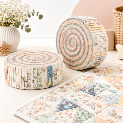 10pcs Vintage Elephant Pattern Jelly Roll Fabric Strips 2.5X19.7inch Pre-cut 100% Polyester for Patchwork Quilts, Table Runners, Placemats, Tote Bags, Storage Pouches, Makeup Bags, Coasters, Quilt Blocks & Binding