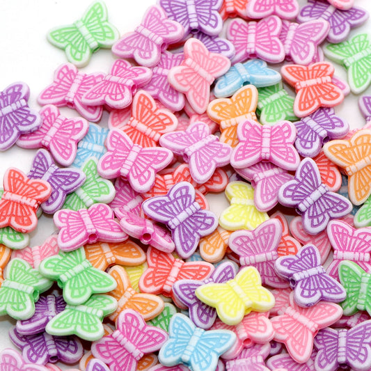 20g/pack Mix Color Butterfly Flat Back Beads DIY Beaded Can Be Used As Hand String Necklace Ring Jewelry Making Accessories