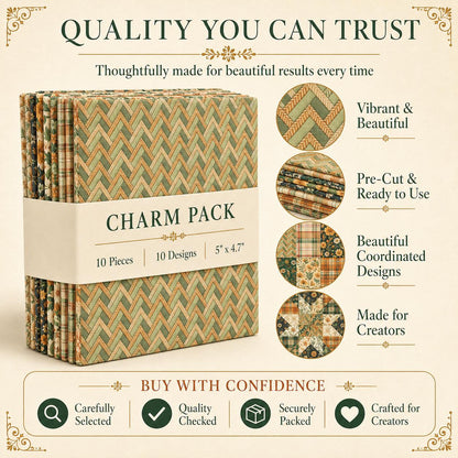 10pcs Charm Pack Set Floral Pattern Vintage Style Handmade DIY with Rich Color and Texture Elements 100% Polyester Patchwork in 10 Design Styles Suitable for Patchwork DIY Craft Projects DIY Wallet Making Gift Giving Bag Making Mother's Day Gift
