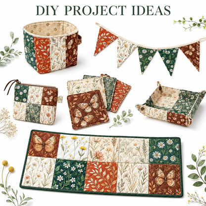 10pcs Charm Pack Set Floral Pattern 100% Polyester Patchwork in 10 Design Styles, Ready-to-Sew Without Cutting, Suitable For Patchwork Wallet Making Gift Giving Tote Bags Coasters DIY Craft Projects
