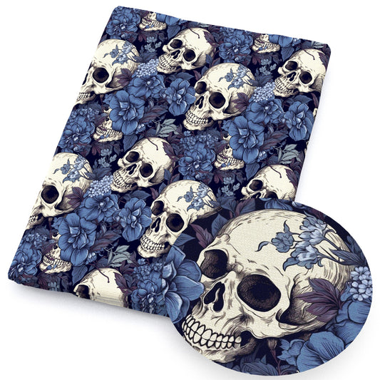 flowerfloral skull ghost skeleton bones halloween fabric