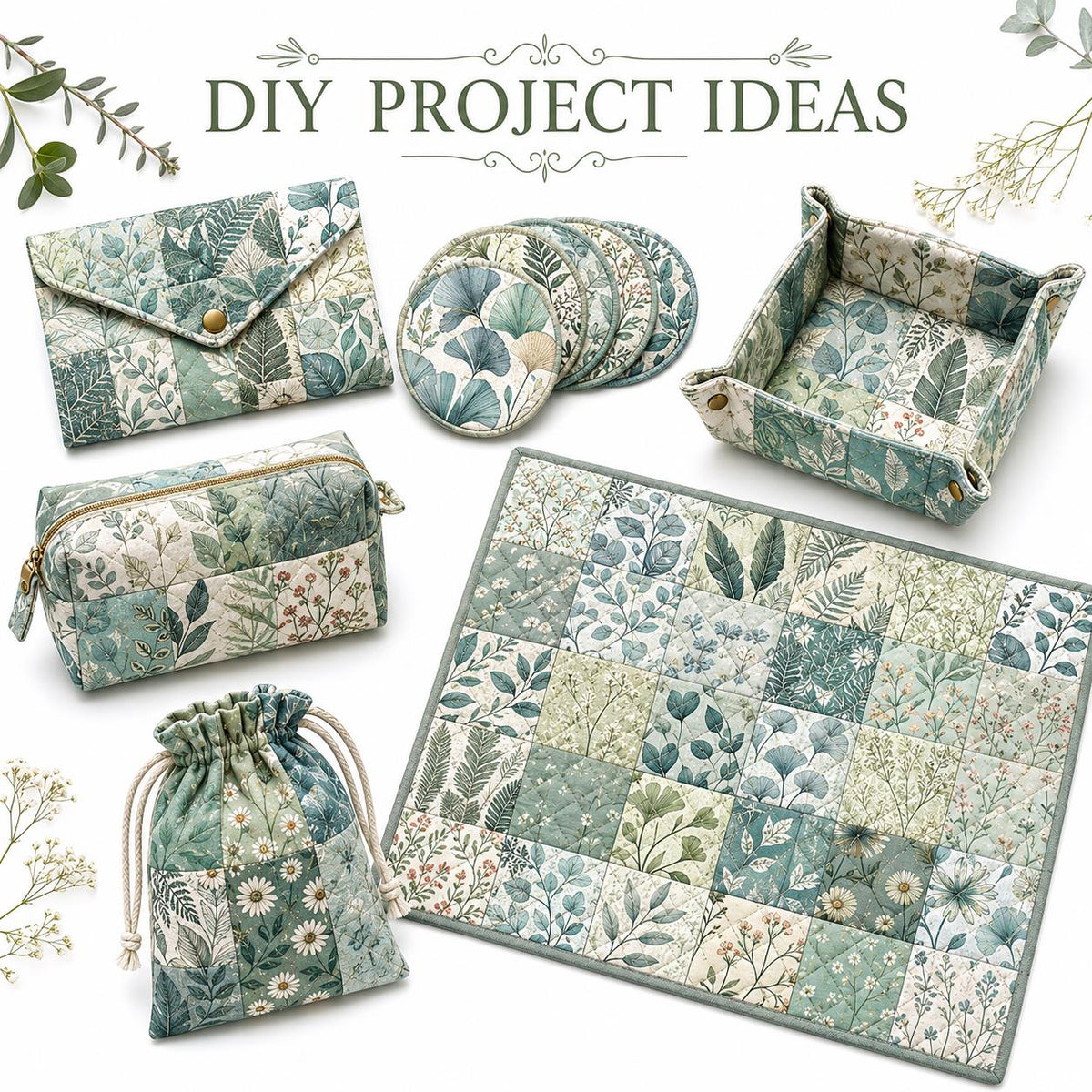 10pcs Charm Pack Set Leaf Pattern Vintage Style Handmade DIY with Rich Color and Texture Elements 100% Polyester Patchwork in 10 Design Styles Suitable for Patchwork DIY Craft Projects DIY Wallet Making Gift Giving Bag Making Mother's Day Gift
