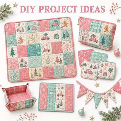 10Pc/Set Christmas Series Plaid Dot Tree Gift Crutch Fat Quarter Fabric, Pre-Cut Square Fabric Assort, Fabric Set, Craft Fabric, Handmade DIY Patchwork Fabric,Home Quilting Sewing Fabric, Packaging Fabric, Scrapbooking Craft Hobbyist