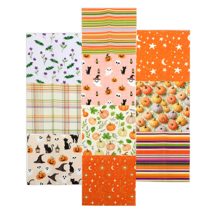 10pcs Charm Pack Set Star Moon Pumpkin Pattern Vintage Style Handmade DIY with Rich Color and Texture Elements 100% Polyester Patchwork in 10 Design Styles Suitable for Patchwork DIY Craft Projects DIY Wallet Making Gift Giving Bag Making Mother's Day Gif