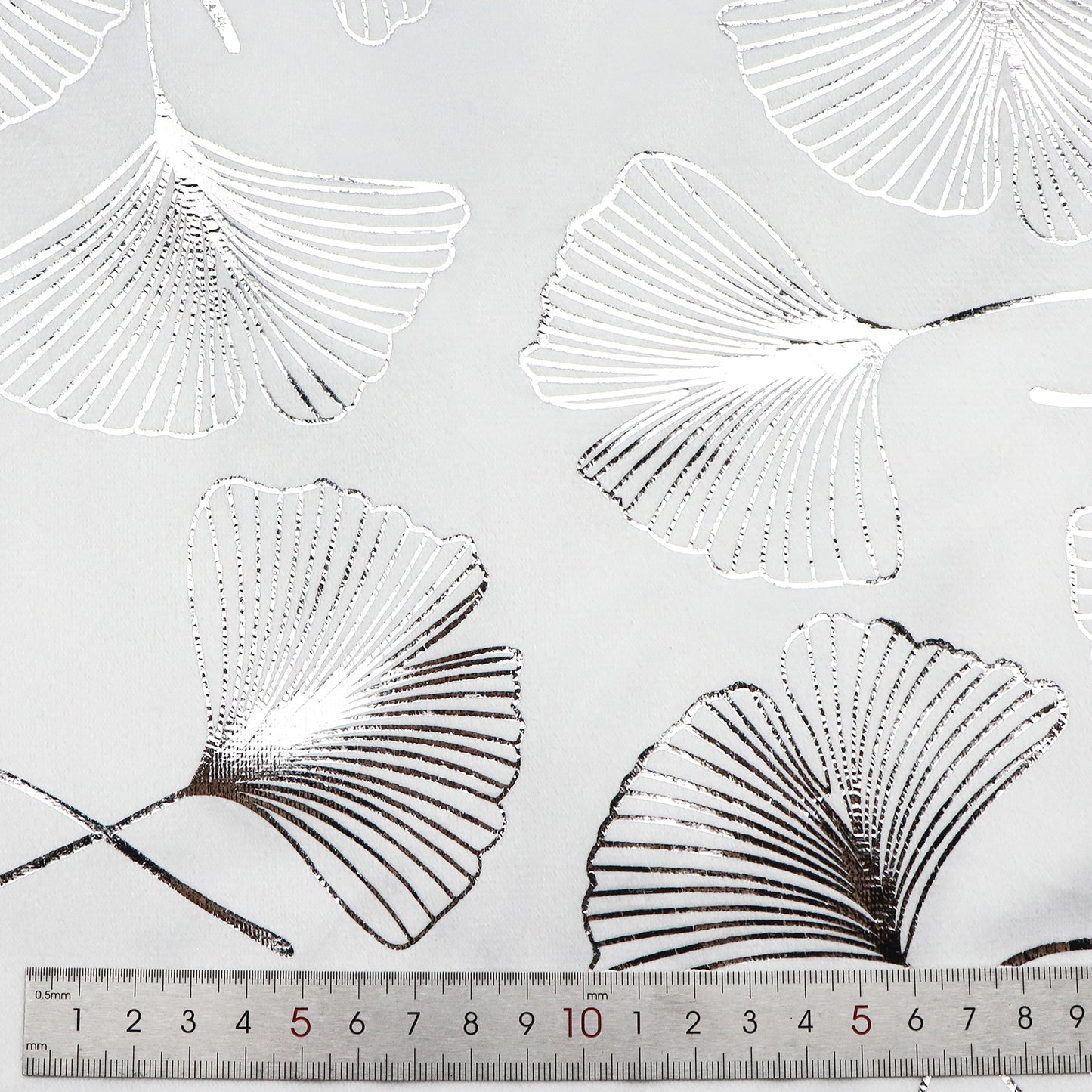 1pc silvery hot stamping ginkgo leaf velvet fabric  - 59x19.68inch(150x50cm) 100%Polyester Material, High Density for DIY Crafts - Hand Wash Only Precut Fabric