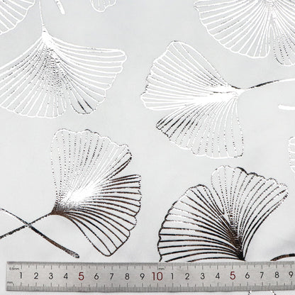 1pc silvery hot stamping ginkgo leaf velvet fabric  - 59x19.68inch(150x50cm) 100%Polyester Material, High Density for DIY Crafts - Hand Wash Only Precut Fabric
