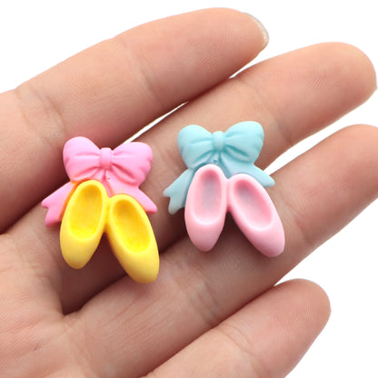 5pcs ballet Shoe Cabochons Charms, Acrylic Resin Charms for DIY Crafts, Jewelry Making, Keychains, Phone Cases, and Fridge Magnets - Colorful Decorative Beads