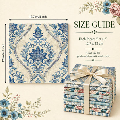 10pcs Charm Pack Set Floral Pattern Vintage Style Handmade DIY with Rich Color and Texture Elements 100% Polyester Patchwork in 10 Design Styles Suitable for Patchwork DIY Craft Projects DIY Wallet Making Gift Giving Bag Making Mother's Day Gift