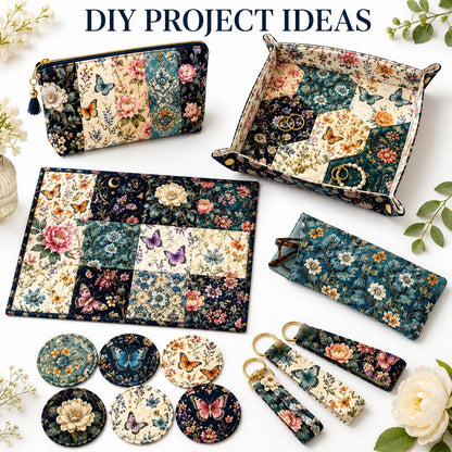 10pcs Charm Pack Set Floral Butterfly Pattern Vintage Style Handmade DIY with Rich Color and Texture Elements 100% Polyester Patchwork in 10 Design Styles Suitable for Patchwork DIY Craft Projects DIY Wallet Making Gift Giving Bag Making Mother's Day Gift