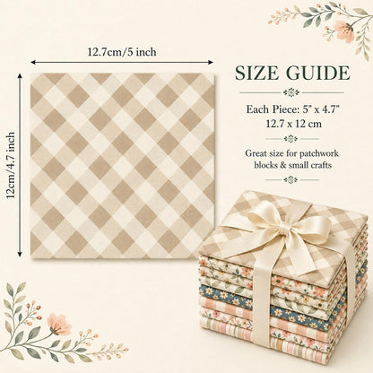 10Pc/Set Flower Series Stripe Plaid Fat Quarter Fabric, Pre-Cut Square Fabric Assort, Fabric Set, Craft Fabric, Handmade DIY Patchwork Fabric,Home Quilting Sewing Fabric, Packaging Fabric, Scrapbooking Craft Hobbyist