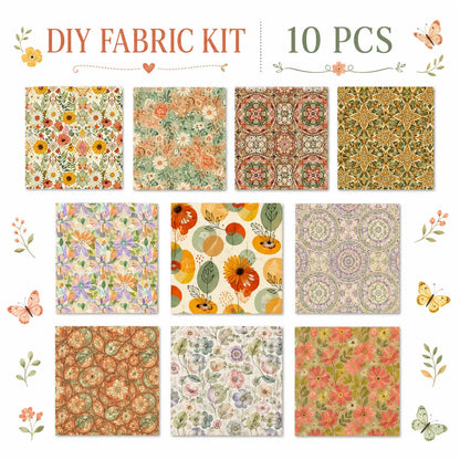 10pcs Charm Pack Set Floral Pattern Vintage Style Handmade DIY with Rich Color and Texture Elements 100% Polyester Patchwork in 10 Design Styles Suitable for Patchwork DIY Craft Projects DIY Wallet Making Gift Giving Bag Making Mother's Day Gift