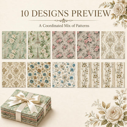 10Pc/Set Flower Series Plaid Fat Quarter Fabric, Pre-Cut Square Fabric Assort, Fabric Set, Craft Fabric, Handmade DIY Patchwork Fabric,Home Quilting Sewing Fabric, Packaging Fabric, Scrapbooking Craft Hobbyist