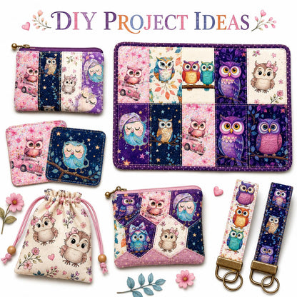 10Pc/Set Flower Owl Series Fat Quarter Fabric, Pre-Cut Square Fabric Assort, Fabric Set, Craft Fabric, Handmade DIY Patchwork Fabric,Home Quilting Sewing Fabric, Packaging Fabric, Scrapbooking Craft Hobbyist