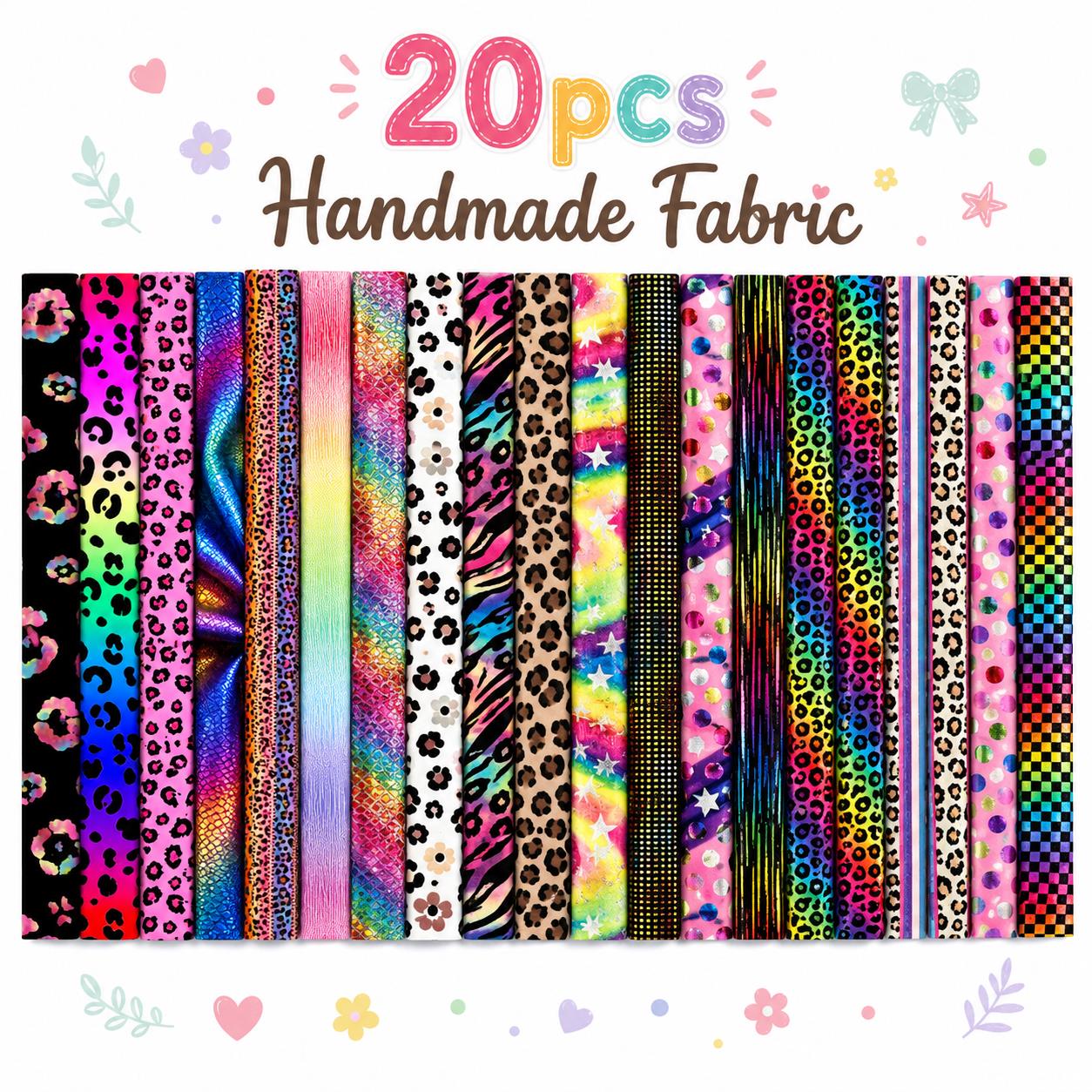 20pcs Vintage  Leopard Colorful Golden Hot Stamping Series Jelly Roll Sliced Fabric Strips 2.5X19.7inch Delicate Printed Multi-Color 100% Polyester for DIY Handmade Patchwork, Table Runners, Placemats, Tote Bags, Storage Pouches, Makeup Bags, Coasters