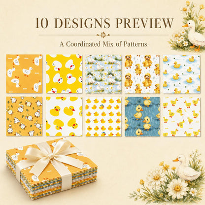 10pcs Charm Pack Set Duck Animal Vintage Style Pattern Handmade DIY with Rich Color and Texture Elements 100% Polyester Patchwork in 10 Design Styles Suitable for Patchwork DIY Craft Projects DIY Wallet Making Gift Giving Bag Making Mother's Day Gift
