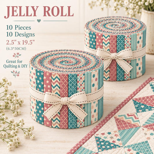 10pcs Vintage Dot Flower Pattern Jelly Roll Fabric Strips 2.5X19.7inch Pre-Cut 100% Polyester For Patchwork Quilts, Table Runners, Placemats, Tote Bags, Storage Pouches, Makeup Bags, Coasters, Quilt Blocks & Binding