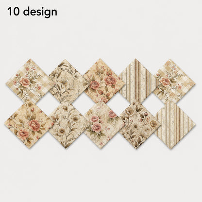 10Pc/Set Flower Series Stripe Plaid Fat Quarter Fabric, Pre-Cut Square Fabric Assort, Fabric Set, Craft Fabric, Handmade DIY Patchwork Fabric,Home Quilting Sewing Fabric, Packaging Fabric, Scrapbooking Craft Hobbyist