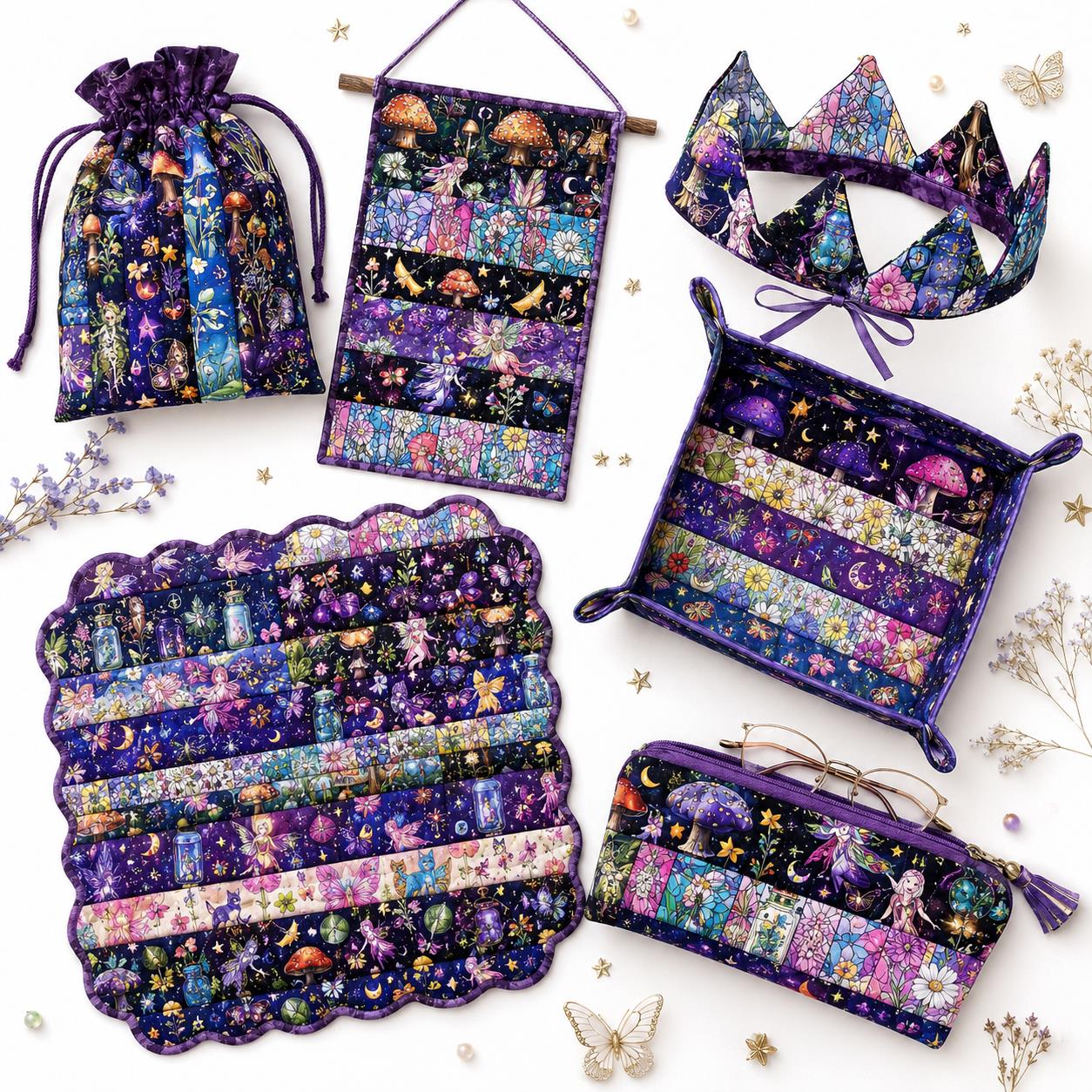 10pcs Vintage Moon Cat Bottle Night Pattern Jelly Roll Fabric Strips 2.5X19.7inch Pre-cut 100% Polyester for Patchwork Quilts, Table Runners, Placemats, Tote Bags, Storage Pouches, Makeup Bags, Coasters, Quilt Blocks & Binding Halloween Gift