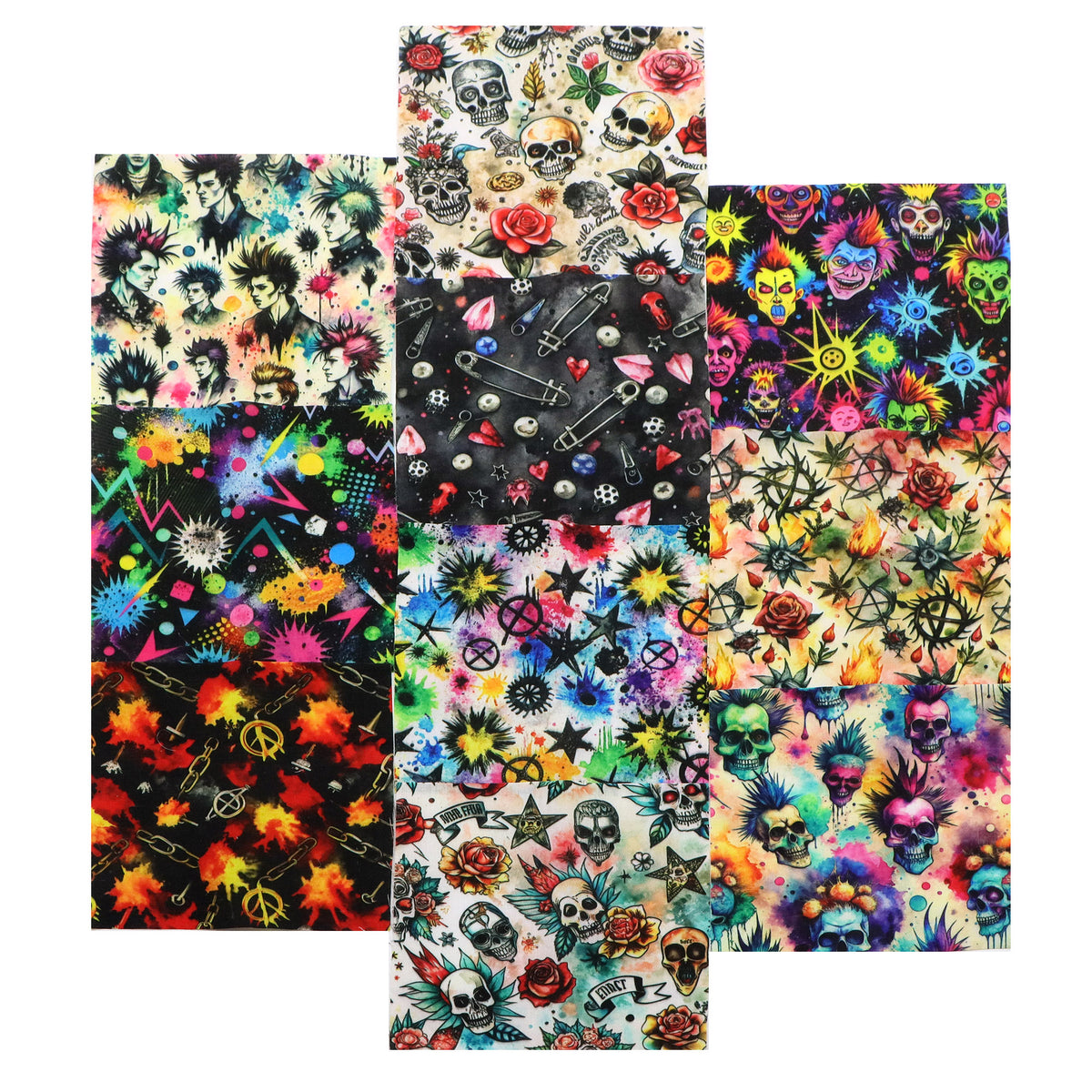 10Pc/Set Halloween Series Flower Skull Rose Fat Quarter Fabric, Pre-Cut Square Fabric Assort, Fabric Set, Craft Fabric, Handmade DIY Patchwork Fabric,Home Quilting Sewing Fabric, Packaging Fabric, Scrapbooking Craft Hobbyist
