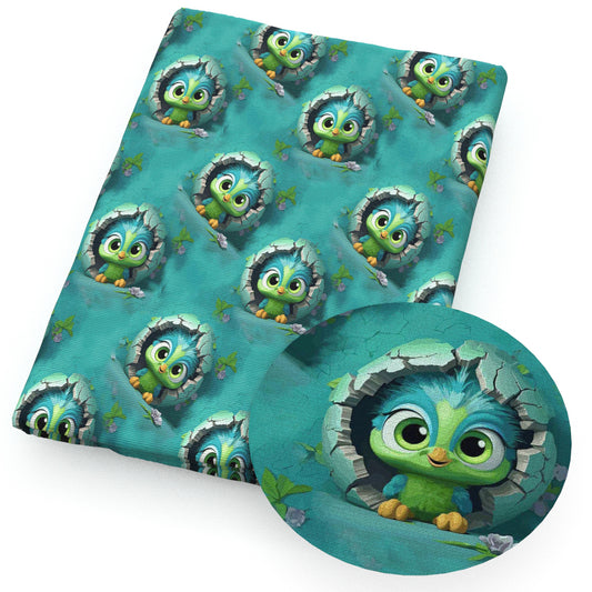 bird blue green series fabric