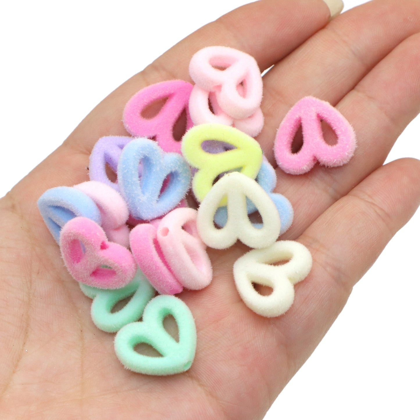 10Pcs Hollow Love Heart Acrylic Beads Plain Solid Color Loose Spacer Beads for DIY Jewelry Making Accessories DIY Bracelet Necklace Chain Earrings Charm Bangle Decors Craft Pen Supplies Festive Decorations