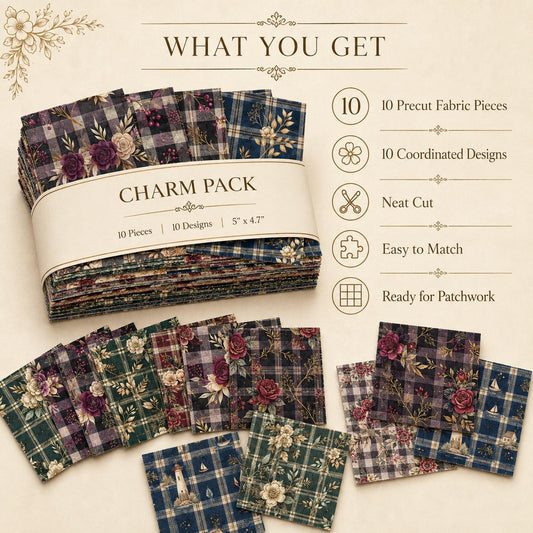 10Pc/Set Flower Plaid Series Fat Quarter Fabric, Pre-Cut Square Fabric Assort, Fabric Set, Craft Fabric, Handmade DIY Patchwork Fabric,Home Quilting Sewing Fabric, Packaging Fabric, Scrapbooking Craft Hobbyist