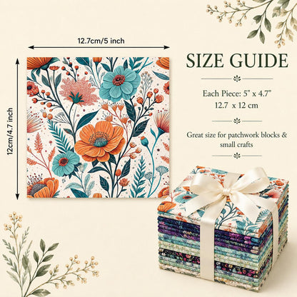 10pcs Charm Pack Set Floral Pattern Vintage Style Handmade DIY with Rich Color and Texture Elements 100% Polyester Patchwork in 10 Design Styles Suitable for Patchwork DIY Craft Projects DIY Wallet Making Gift Giving Bag Making Mother's Day Gift