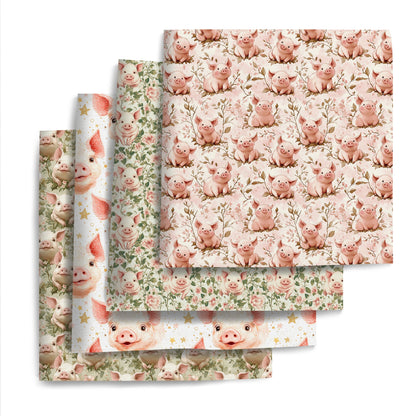 1pc pig Series Pattern Quilting Fabric-17.7x19.68inch(45x50cm) Polyester Craft Fabrics DIY Handmade Projects Doll Clothes Fabric Precut For Patchwork Craft(108gsm)