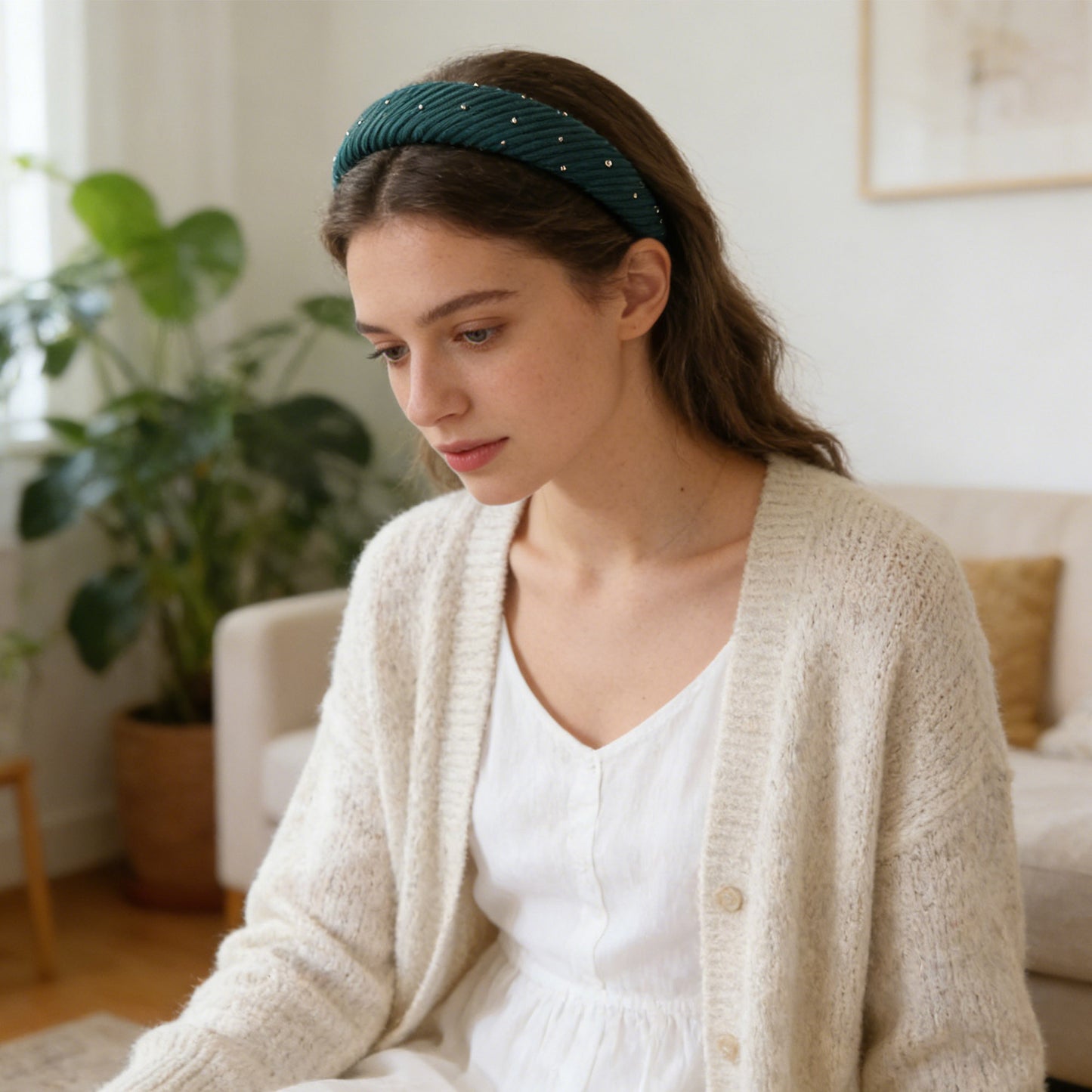 Luxury Corduroy Rhinestone Sponge Headband