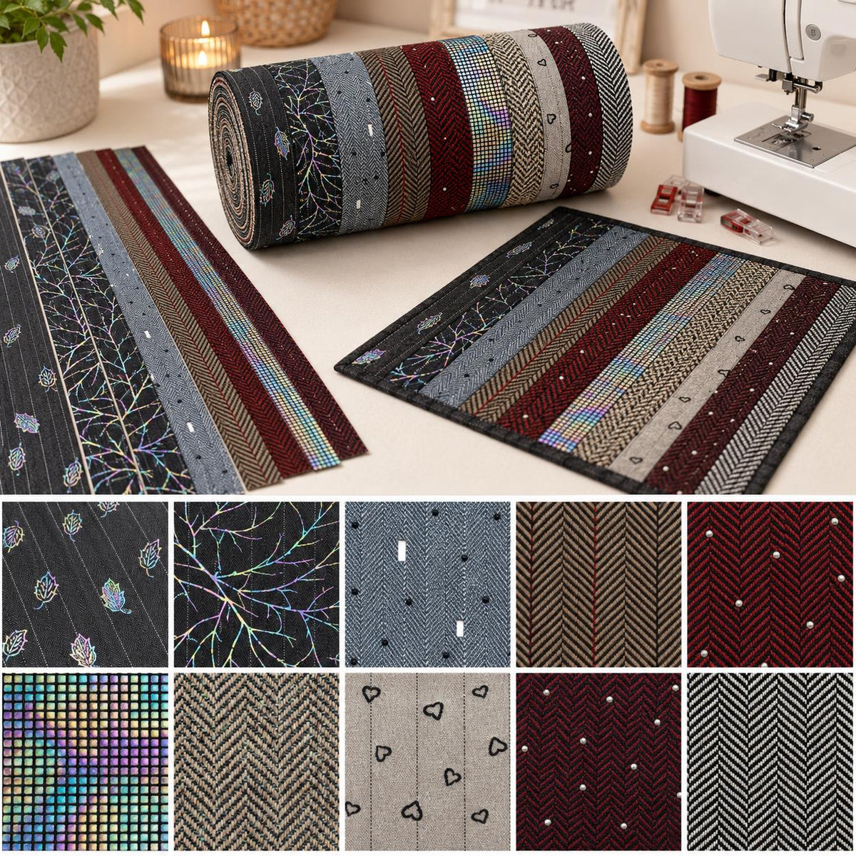 10pcs Vintage Plain Solid Pattern Jelly Roll Fabric Strips 2.5X19.7inch Pre-cut 100% Polyester for Patchwork Quilts, Table Runners, Placemats, Tote Bags, Storage Pouches, Makeup Bags, Coasters, Quilt Blocks & Binding Multi-color