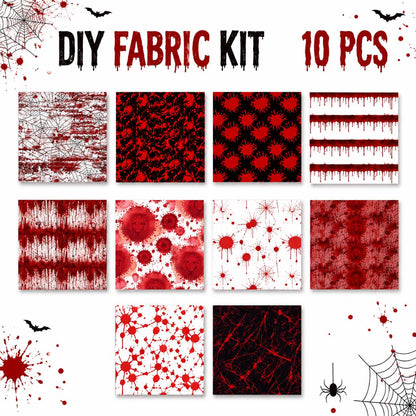 10pcs Charm Pack Set Blood Halloween Pattern Vintage Style Handmade DIY with Rich Color and Texture Elements 100% Polyester Patchwork in 10 Design Styles Suitable for Patchwork DIY Craft Projects DIY Wallet Making Gift Giving Bag Making Mother's Day Gift