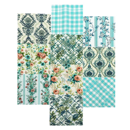 10pcs Charm Pack Set Floral Pattern Vintage Style Handmade DIY with Rich Color and Texture Elements 100% Polyester Patchwork in 10 Design Styles Suitable for Patchwork DIY Craft Projects DIY Wallet Making Gift Giving Bag Making Mother's Day Gift
