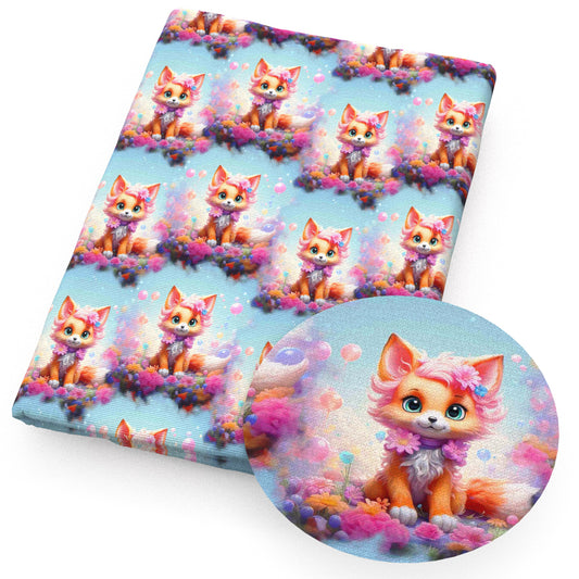 fox balloon rainbow color fabric
