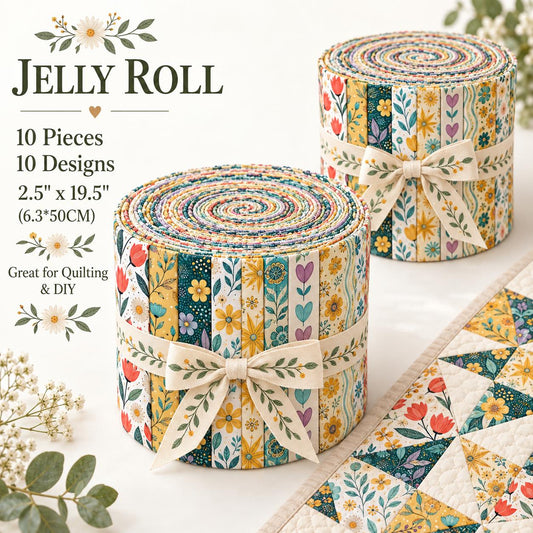 10pcs Vintage Floral Pattern Jelly Roll Fabric Strips 2.5X19.7inch Pre-Cut 100% Polyester For Patchwork Quilts, Table Runners, Placemats, Tote Bags, Storage Pouches, Makeup Bags, Coasters, Quilt Blocks & Binding Mother'S Day Gift