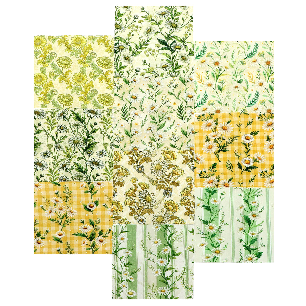 10Pc/Set Flower Series Daisy Plaid Fat Quarter Fabric, Pre-Cut Square Fabric Assort, Fabric Set, Craft Fabric, Handmade DIY Patchwork Fabric,Home Quilting Sewing Fabric, Packaging Fabric, Scrapbooking Craft Hobbyist