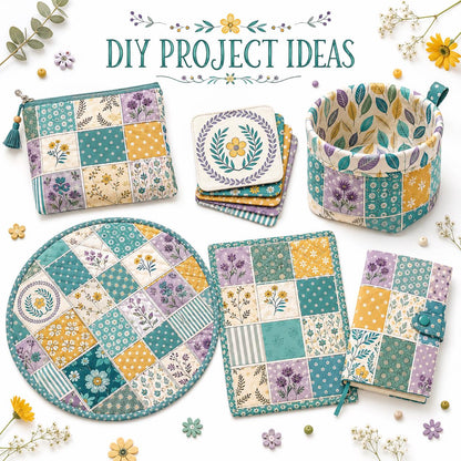 10pcs Charm Pack Set Floral Vintage Style Pattern Handmade DIY with Rich Color and Texture Elements 100% Polyester Patchwork in 10 Design Styles Suitable for Patchwork DIY Craft Projects DIY Wallet Making Gift Giving Bag Making Mother's Day Gift
