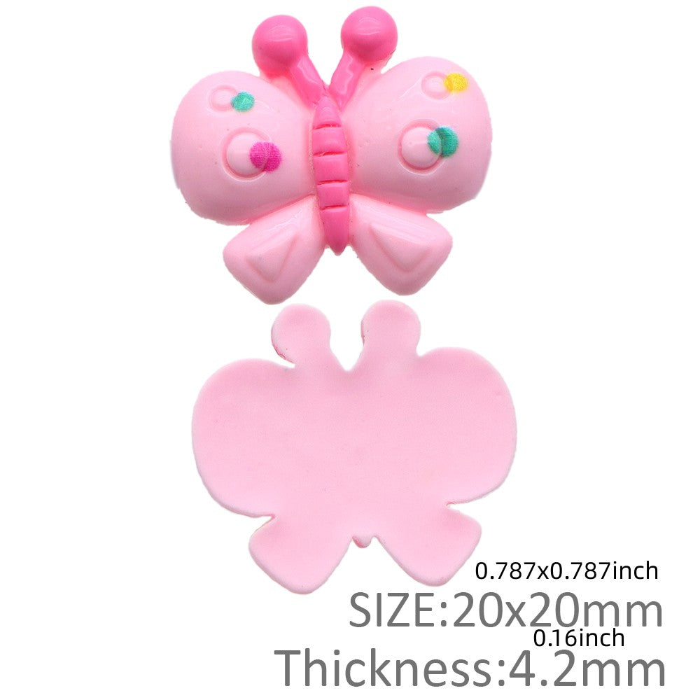 Resin Flat Back Charms Beads,5pcs Pink Color Butterfly Shape Resin Cabochons for DIY Crafts, Scrapbooking, Jewelry Making
