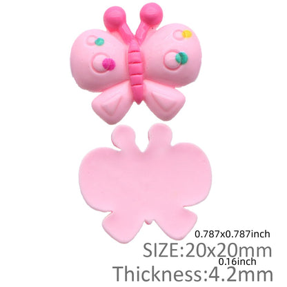 Resin Flat Back Charms Beads,5pcs Pink Color Butterfly Shape Resin Cabochons for DIY Crafts, Scrapbooking, Jewelry Making