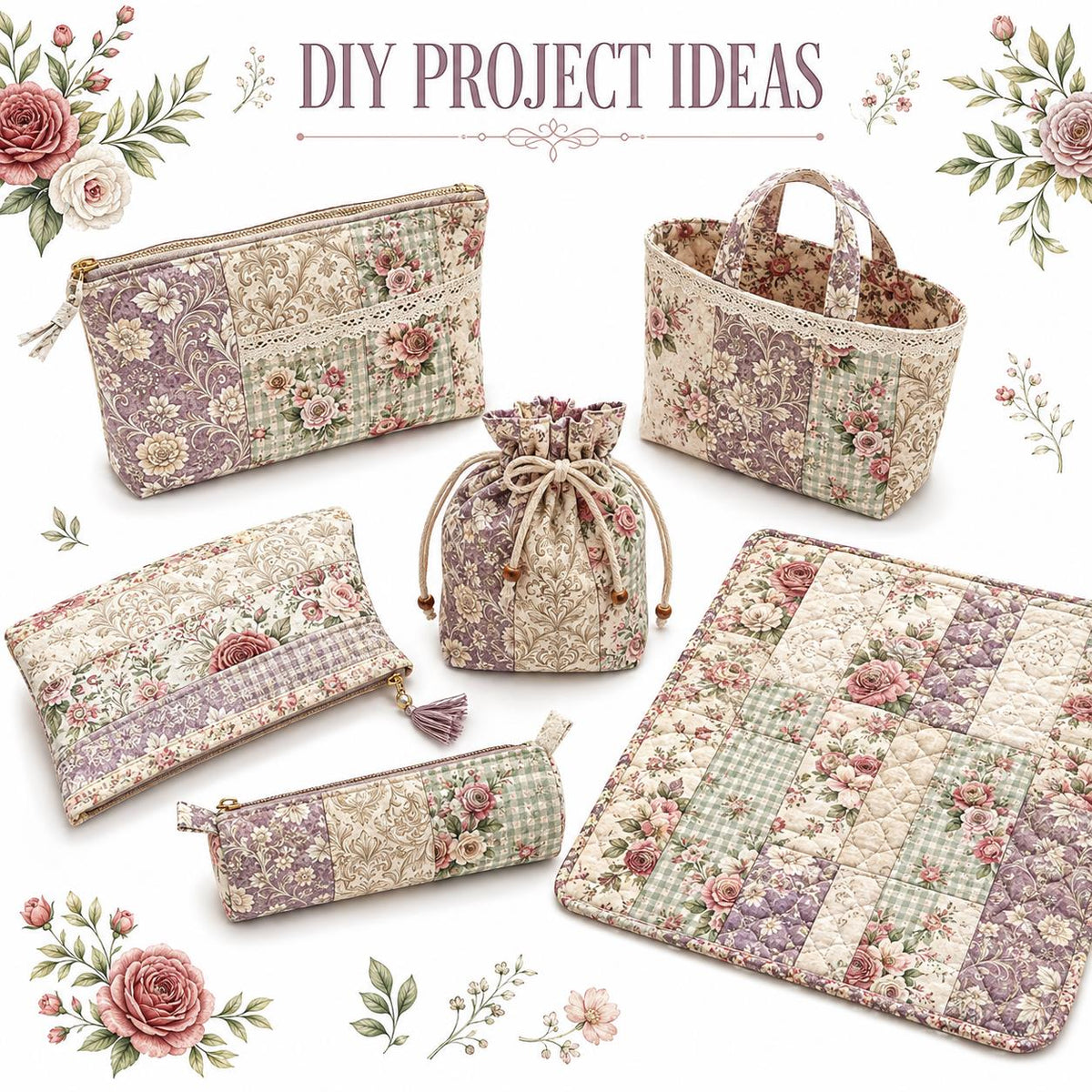 10pcs Vintage Floral Pattern Jelly Roll Fabric Strips 2.5X19.7inch Pre-Cut 100% Polyester For Patchwork Quilts, Table Runners, Placemats, Tote Bags, Storage Pouches, Makeup Bags, Coasters, Quilt Blocks & Binding