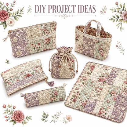 10pcs Vintage Floral Pattern Jelly Roll Fabric Strips 2.5X19.7inch Pre-Cut 100% Polyester For Patchwork Quilts, Table Runners, Placemats, Tote Bags, Storage Pouches, Makeup Bags, Coasters, Quilt Blocks & Binding