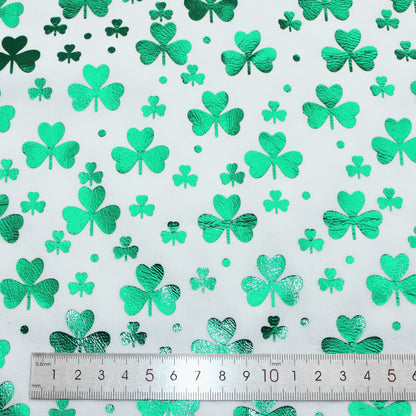 1pc Colourful Golden Hot Stamping St. Patrick's Day Faux Fur Fabric - 59x19.68inch(150x50cm) 100%Polyester Material, High Density for DIY Crafts - Hand Wash Only Precut Fabric