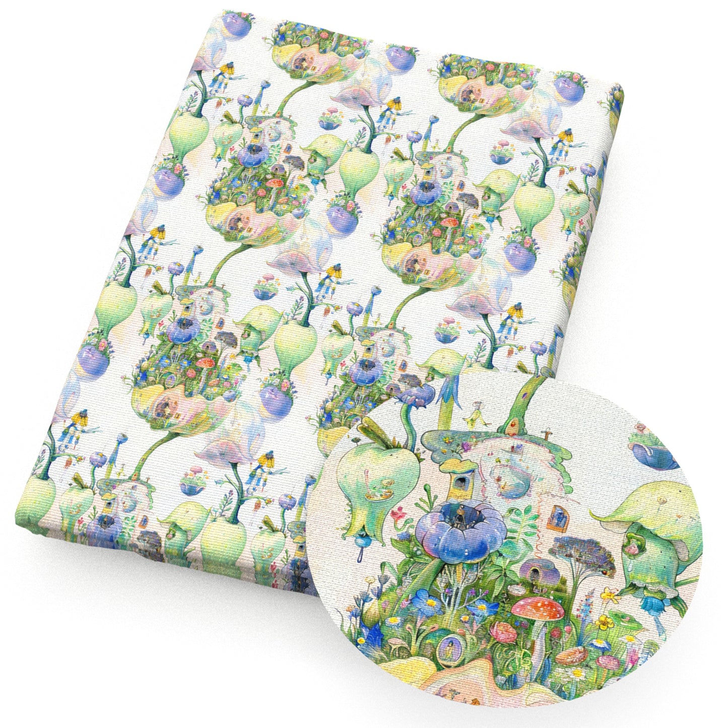 plant girl abstract pattern mushroom fabric