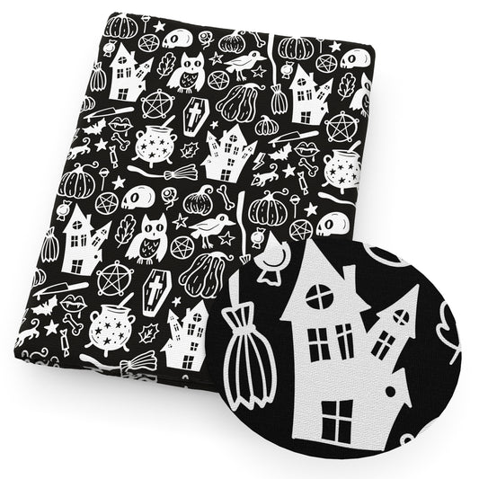 owl pumpkin star tooth broom halloween fabric