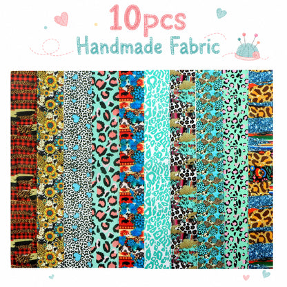 10Pc/Set, Making 10 Images 1pc Each, Each Size: 6.3*50cm Leopard Series Sliced Fabric Set Style Combination, Polyester Jelly Roll Fabric Strips, Pre-Cut Quilting Squares, For Quilting DIY, Handicrafts And Sewing, Blankets, Rugs, Interior Decoration, Home