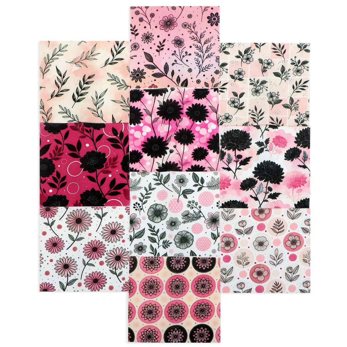 10Pc/Set Flower Dot Series Fat Quarter Fabric, Pre-Cut Square Fabric Assort, Fabric Set, Craft Fabric, Handmade DIY Patchwork Fabric,Home Quilting Sewing Fabric, Packaging Fabric, Scrapbooking Craft Hobbyist