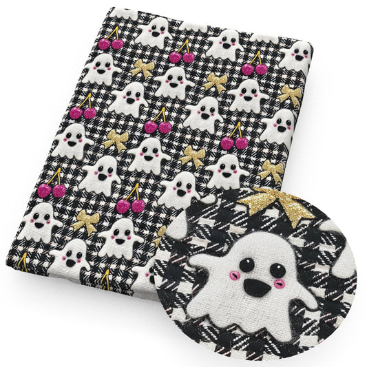imitation embroidery series halloween plaid cherry skull ghost skeleton bones fabric